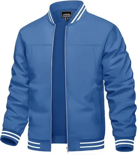 Miniatura 17 de TACVASEN Chaqueta ligera para hombre, casual, primavera, otoño, cortavientos, bombardero, con cremallera, abrigo con bolsillo