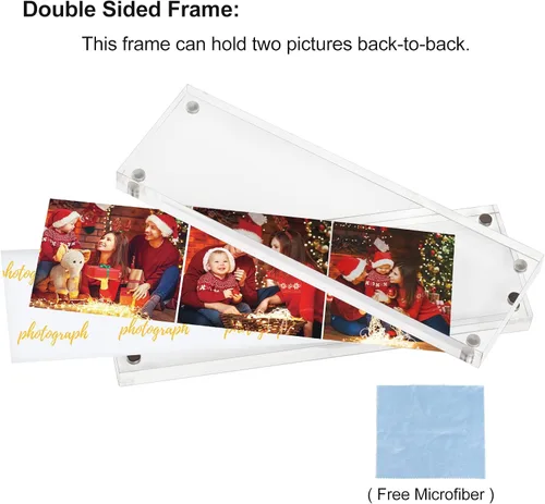 Miniatura 2 de Boxalls Marco de fotos acrílico de 2 x 6 pulgadas, marco de fotos transparente de doble cara sin marco con escritorio magnético transparente