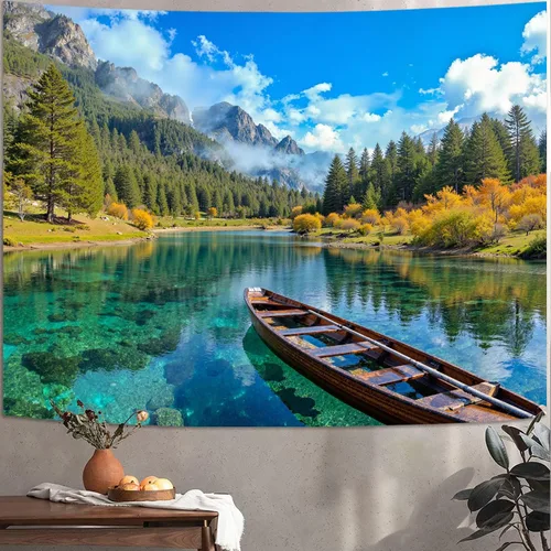 Miniatura 46 de Zussun Tapiz de Bosque Natural de Montaña Tapiz Verde de Pino Luz Solar Selva para Dormitorio Estético Planta Paisaje de Montaña Tapices Pequeños