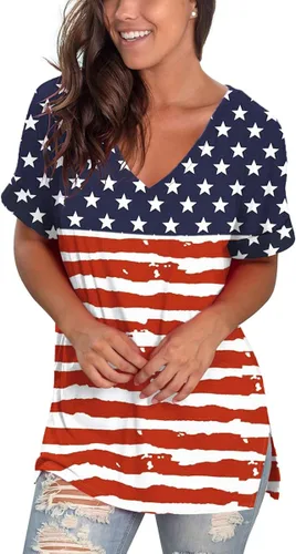 Miniatura 3 de SAMPEEL - Camisetas de manga corta con cuello en V de estilo casual de verano para mujer