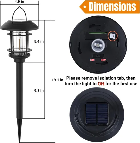 Miniatura 2 de Dynaming - Juego de 6 luces solares de doble uso para caminos al aire libre, lámparas colgantes solares de jardín con bombilla Edison, iluminación