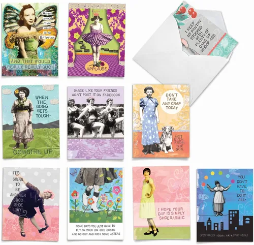 Miniatura 10 de The Best Card Company - 10 tarjetas de felicitación divertidas en blanco para mujer (4 x 5.12 pulgadas) - Surtido en caja para todas las ocasiones