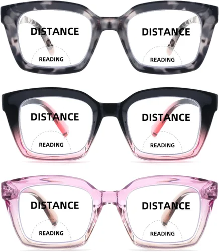 Miniatura 12 de HIYANJN Gafas de lectura bifocales para mujeres y hombres, luz azul, lectores de computadora, lentes de transición superior transparente para mujer