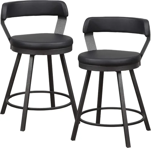 Miniatura 6 de Lexicon Ruthie - Juego de 2 taburetes giratorios para encimera de cocina con respaldo, 25.5 pulgadas de altura de asiento de 25.5 pulgadas, sillas