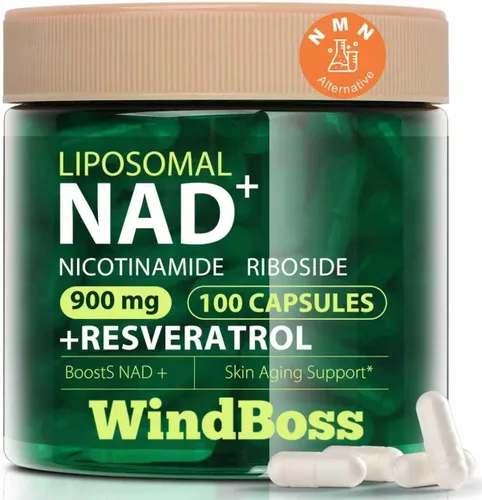 Suplemento liposomal NAD+ con ribósido de nicotinamida y resveratrol - Suplemento NAD para mujeres y hombres - Energía celular, salud mitocondrial y