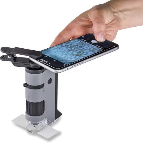 Miniatura 3 de Carson MicroFlip 100x-250x - Microscopio de bolsillo con luz LED y UV con base deslizante abatible y adaptador con aplicación CarsonCam