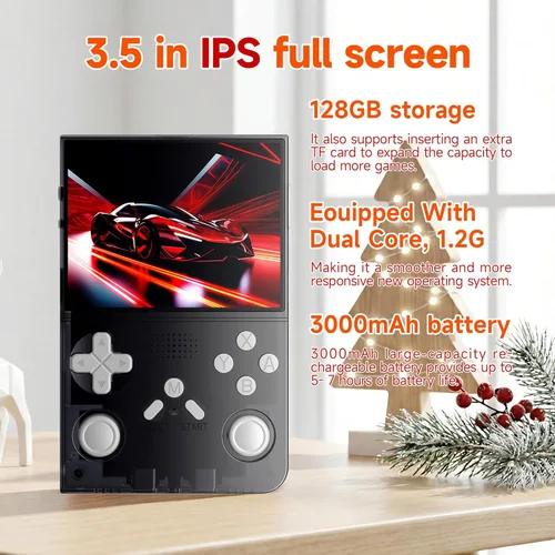 R40 - Consola de juegos de mano retro con estuche de almacenamiento, sistema de código abierto, pantalla IPS de 3.5 pulgadas, más de 18.000 juegos