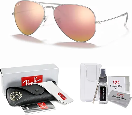 Miniatura 30 de Ray-Ban RB3025 - Lentes de sol de aviador de metal para hombre y mujer + paquete con kit de cuidado de gafas iWear de diseñador