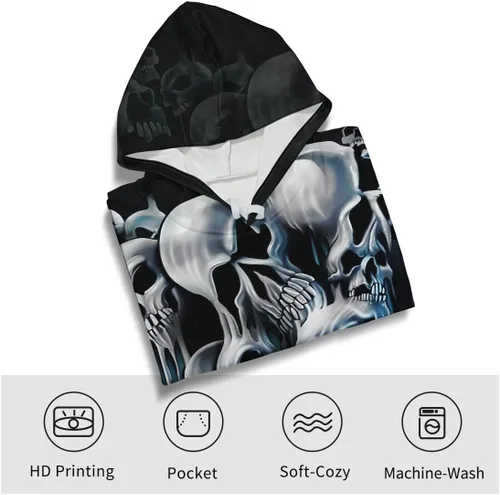 Miniatura 3 de Lontse Hoodies Men Skull 3D Graphic Print Sweatshirts Pullover Tops with Pocket