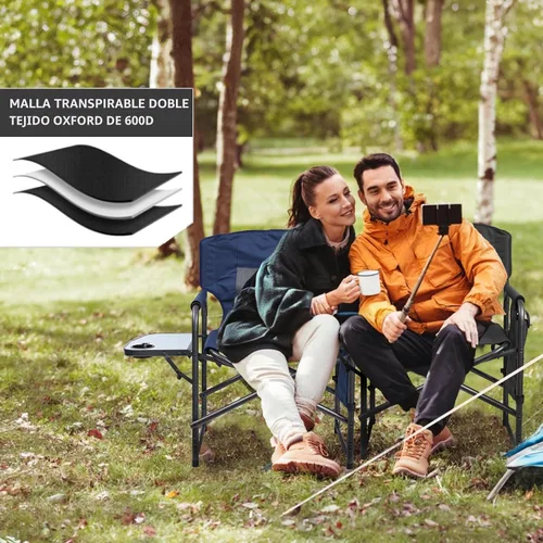 Miniatura 5 de Sillas de camping Yestomo, sillas plegables para exteriores, sillas de directores plegables para adultos resistentes, soporte hasta 450LBS Negro/Gris