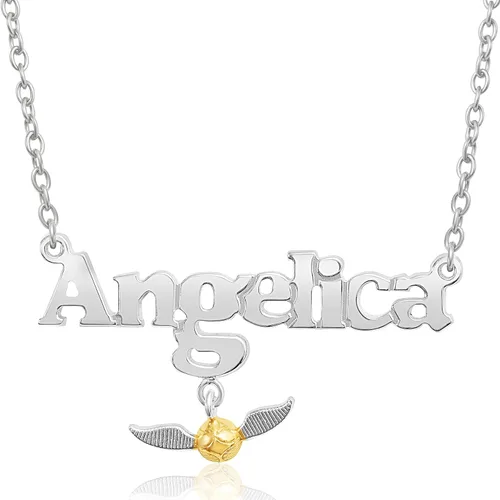 Harry Potter Collar con nombre personalizado chapado en oro de 14 quilates y collar de plata de ley personalizado elige estilo color Reliquias de la