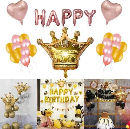 Miniatura 3 de MYUBWTF 6 globos grandes de corona dorada de 23 pulgadas, globo gigante de papel de aluminio, globos de helio para cumpleaños, bodas, fiestas
