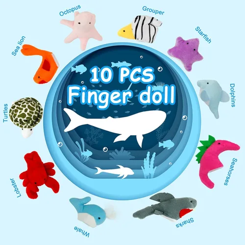 Miniatura 3 de Marionetas de dedo Sealive para niños de 1 a 3 años, marionetas de dedo de animales, juguetes de animales de peluche suaves para contar historias
