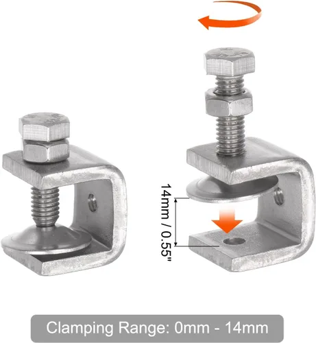 Miniatura 3 de uxcell Abrazadera en C de acero inoxidable con apertura de mandíbula de 0.79 pulgadas de ancho para carpintería soldadura edificio montaje doméstico