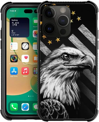 Miniatura 14 de ZHEGAILIAN Funda compatible con iPhone 14, funda de munición AK 47, parte trasera de vidrio templado+funda protectora de TPU de silicona suave