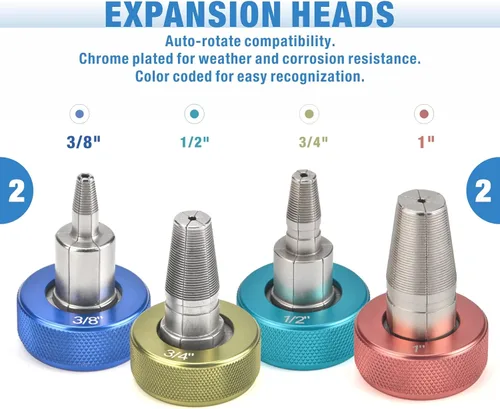 Miniatura 3 de iCrimp - Kit de herramientas de expansión de trinquete Pex con rotación automática PEX-a Tubing Expander, con cabezales de expansión ProPEX de 1/2