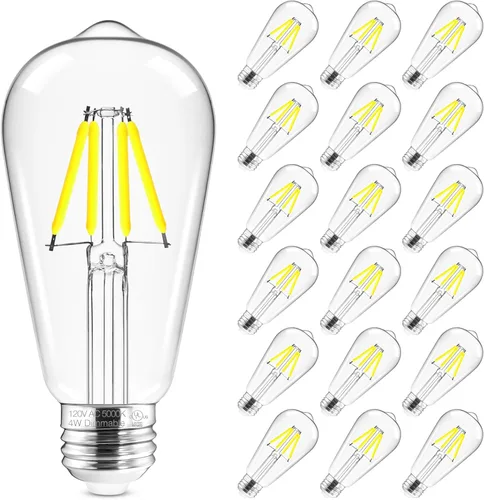 Miniatura 20 de Hizashi - Bombillas LED Edison de estilo vintage regulables, 4W equivalente a 40W, 5000K luz diurna, bombillas LED con base E26, 450LM, alta