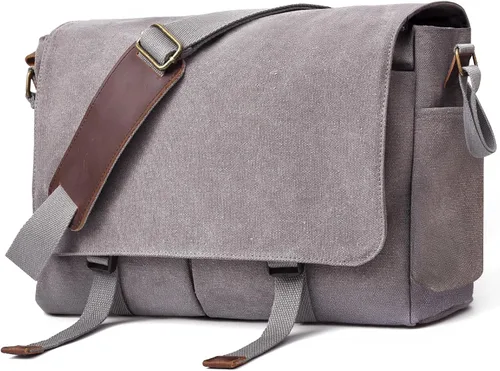Bolsa de mensajero para hombre, bolsa para laptop, unisex, bolsa de lona retro, 14-15.6 pulgadas, casual, bolsa de hombro individual para trabajo,
