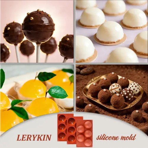 Miniatura 7 de Lerykin Paquete de 3 moldes de silicona extra grandes de 5 cavidades, molde de media esfera antiadherente para hacer bombas de chocolate caliente