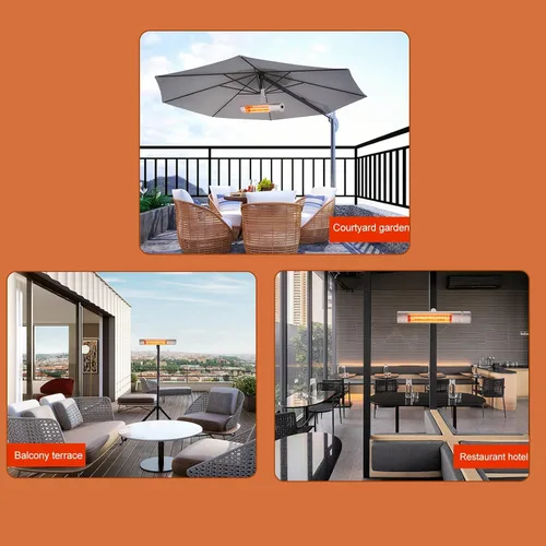 Miniatura 2 de 1500W Infrared Outdoor Electric Space Heater, IP65 30 Square Meters Coverage, 3S Fast Heating for Indoor Outdoor Wall, Ideal for Home Backyard