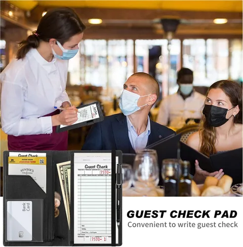 Miniatura 3 de Server Book,Waitress Book,5x9 Inch Server Books for Waitress & Waiter, Cute PU Leather Serving Book Guest Check Presenters Organizer with Zipper