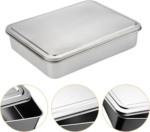 Miniatura 9 de DOITOOL Molde para pasteles de acero inoxidable con tapa de 11 x 13 pulgadas, antiadherente, rectangular, de metal, para tartas, tiramisú, cazuelas