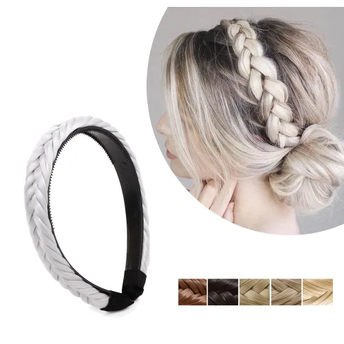 Diadema trenzada de cola de pez ancha con dientes trenzados, accesorios de trenzas trenzadas, accesorios clásicos gruesos de cola de pez trenzada,