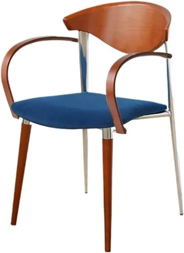 sillas de comedor Wooden Dining Chairs, Mid-Century Modern Kitchen Chair with Curved Backrest and Metal Legs, Living Room Modern Kitchen(Blue)