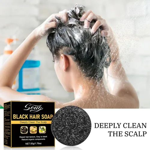 Miniatura 4 de Gray Hair Reverse - Barra de champú unisex, 2 piezas de jabón negro para limpieza profunda, jabón para oscurecer el cabello para hombres y mujeres