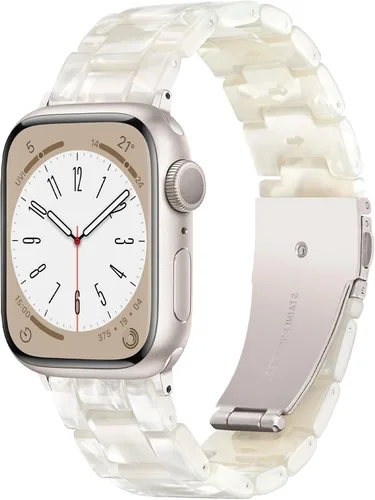 Miniatura 16 de Compatible con Apple Watch Band de 1.614 in, 1.575 in, 1.496 in o 1.929 in, 1.772 in, 1.732 in, 1.654 in, correa de repuesto de resina ligera Blanco