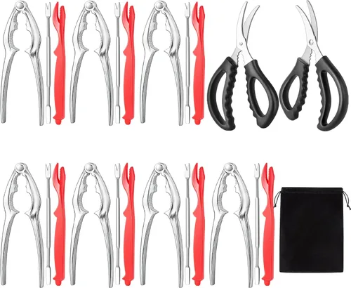 Miniatura 8 de suoundey Juego de herramientas para mariscos con cascanueces de langosta, pinzas de cangrejo de acero inoxidable, tenedor de patas de cangrejo