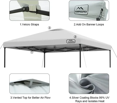 Miniatura 20 de KAMPKEEPER Cubierta de Repuesto Superior para Carpa Toldo Emergente con Ventilación de Aire y Correa Elástica Ajustable, Poliéster Resistente a Azul