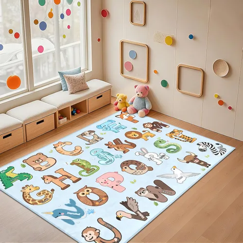 Miniatura 20 de Alfombras infantiles para sala de juegos, alfombra ABC de 2.5 x 4 pies para niños pequeños, alfombra de aprendizaje educativo, alfombra