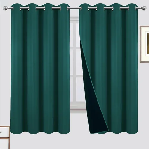 Miniatura 33 de LEMOMO Cortinas 100% opacas de 52 x 95 pulgadas, 2 paneles de oscurecimiento con aislamiento térmico para dormitorio Negro