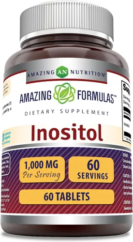 Amazing Formulas - Suplemento de inositol de 1000 mg | Tabletas | Sin OMG | Sin gluten | Fabricado en Estados Unidos (1 paquete, 60 unidades)