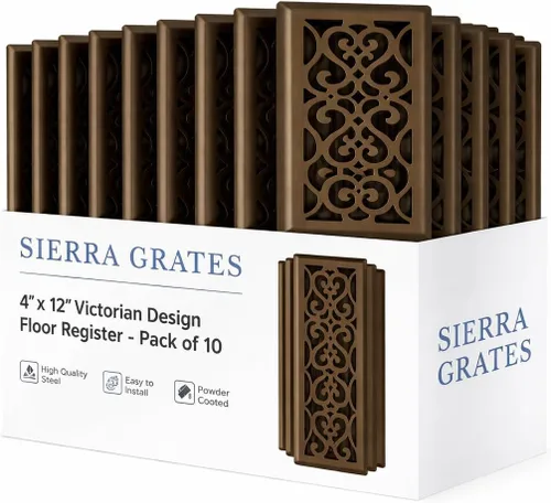 Miniatura 10 de Registro victoriano de piso de 4 x 10 pulgadas en acabado gris granito - Cubiertas de ventilación para piso del hogar - Cubiertas decorativas
