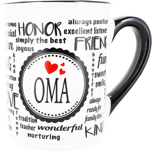Cottage Creek Tazas – Taza de café Oma de cerámica grande de 16 onzas – Taza de cerámica ideal para cocina, oficina y decoración del hogar – Regalos