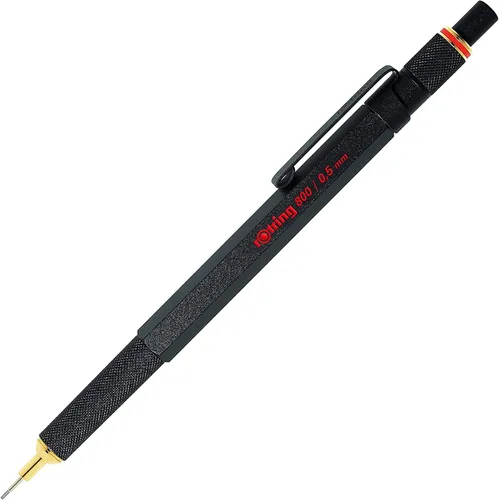 Lápiz mecánico retráctil rOtring 800, 0.02 pulgadas, barril negro, Negro Barril
