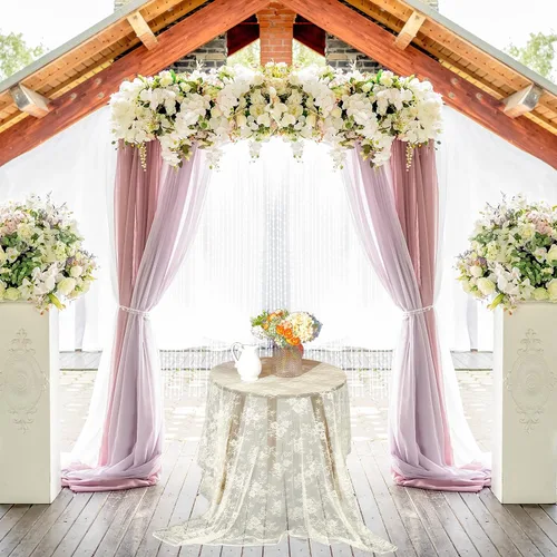 Miniatura 6 de Chumia Mantel rectangular de encaje de 60 x 120 pulgadas, mantel rústico superpuesto con rosa bordado vintage para boda, recepción, fiesta
