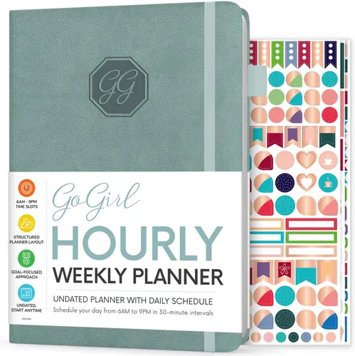 Miniatura 16 de GoGirl Planificador de Horario Semanal – Planificador de trabajo y vida por horas con franjas horarias – Organizador de agenda vertical para Rosa