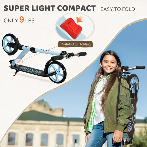 Miniatura 2 de WAYPLUS KS1 Kick Scooter para mayores de 6 años, niños, adolescentes y adultos. Carga máxima de 240 libras. Plegable, ligero, ruedas grandes de 8