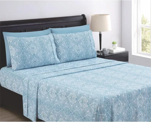 Miniatura 7 de SL EST. 1988 - Juego de sábanas tamaño Queen, ropa de cama de microfibra súper suave, diseño elegante e ideal para todas las estaciones, Queen, azul