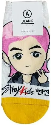 Miniatura 8 de Calcetines de personajes de dibujos animados Kpop StrayKids para mujer, fabricados en Corea, Blanco