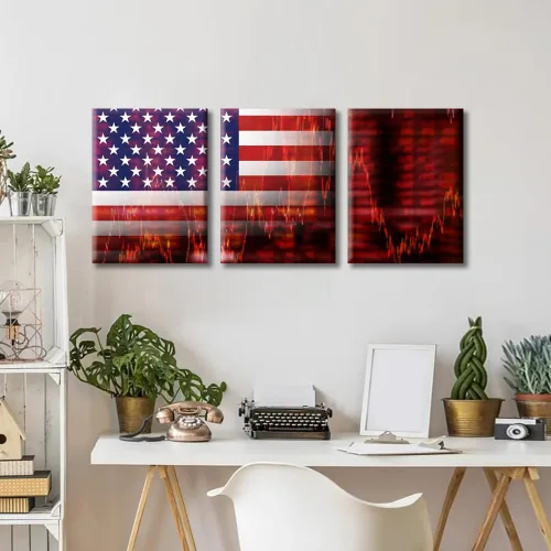 Miniatura 4 de Arte de pared de Crisis in USA para sala de estar, bandera de Estados Unidos, decoración del hogar, gráficos de otoño en Estados Unidos de América