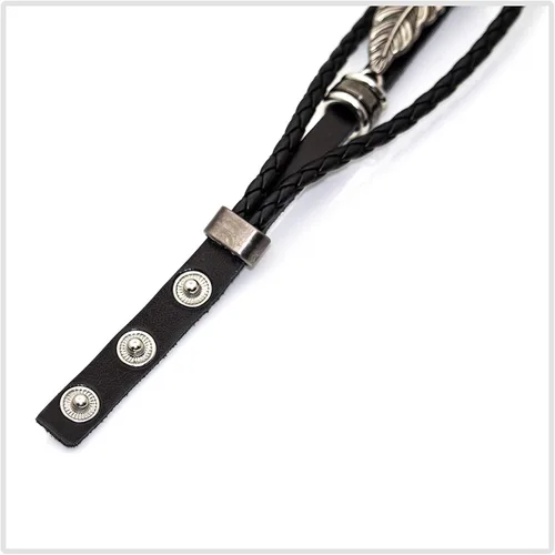 Miniatura 5 de Punk aleación hebilla pulsera pluma cuero pulsera
