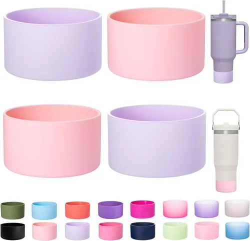 Miniatura 18 de LONPARRY Paquete de 4 fundas para botas Stanley Tumbler 40 30 oz Protector de fondo para Stanley Cup Quencher H2.0 Funda de silicona Stanley IceFlow