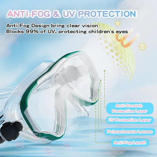 Miniatura 4 de Gafas de natación para niños con cubierta para la nariz, máscara de buceo de esnórquel, antivaho, anti-UV, equipo de esnórquel, gafas de natación