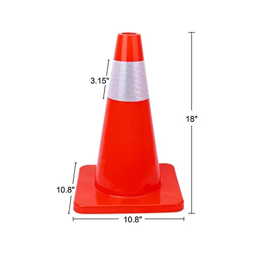 Miniatura 2 de Paquete de 10 conos de tráfico de 18 pulgadas, conos de seguridad de PVC para estacionamiento en carretera, conos de peligro pesados, conos
