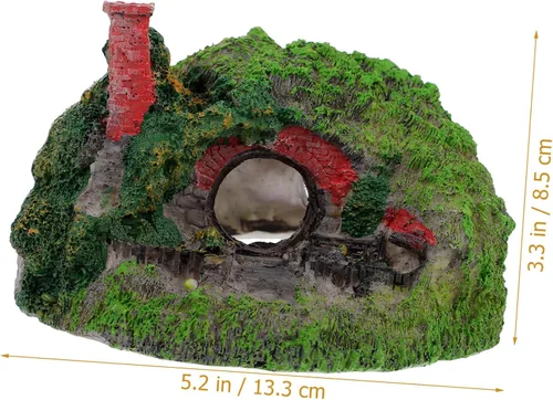 Miniatura 2 de balacoo Decoración de acuario Hobbit House Resina Betta Escondite Cueva Rockery Accesorios de paisajismo Decoración Hobbit Decoración de pecera