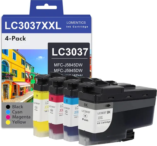EVOLUT - Cartuchos de tinta compatibles con Brother LC3037 (negro, cian, magenta y amarillo, paquete de 4)